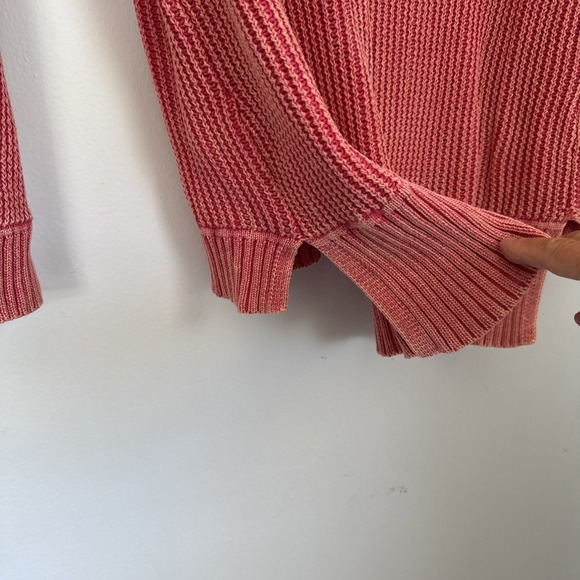 Style & Co Pink Knit‎ V-Neck High Low Hem Sweater Women X-L Stressed Worn Look - Picture 6 of 6